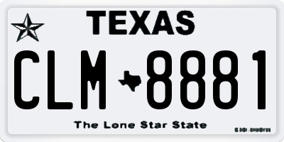 TX license plate CLM8881
