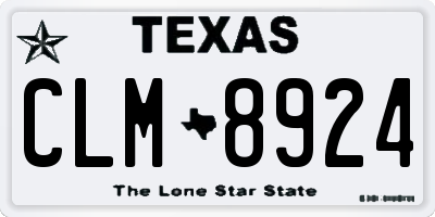 TX license plate CLM8924