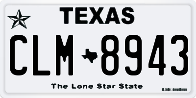 TX license plate CLM8943