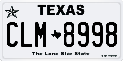 TX license plate CLM8998