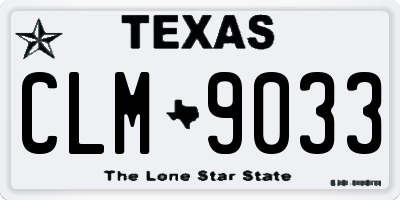 TX license plate CLM9033
