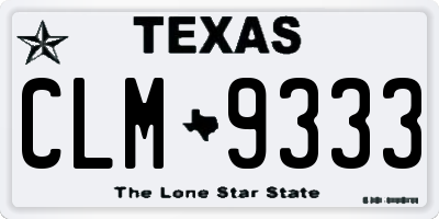 TX license plate CLM9333
