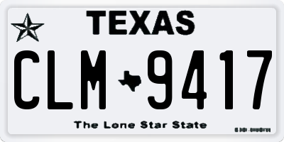 TX license plate CLM9417