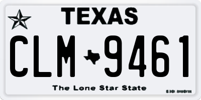 TX license plate CLM9461