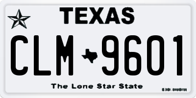 TX license plate CLM9601