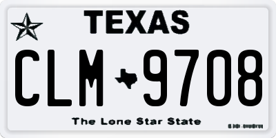TX license plate CLM9708