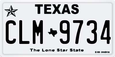TX license plate CLM9734