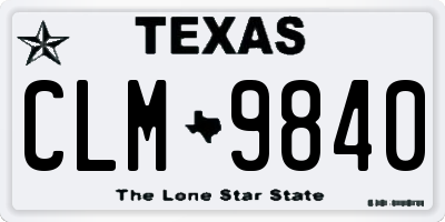 TX license plate CLM9840
