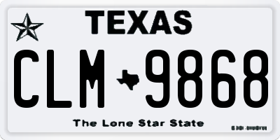 TX license plate CLM9868