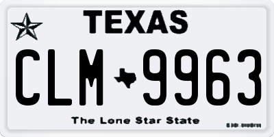 TX license plate CLM9963