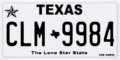 TX license plate CLM9984