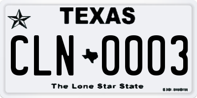 TX license plate CLN0003