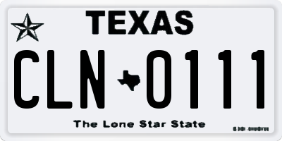 TX license plate CLN0111