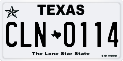 TX license plate CLN0114