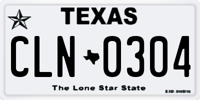 TX license plate CLN0304