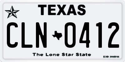 TX license plate CLN0412