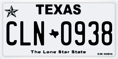 TX license plate CLN0938