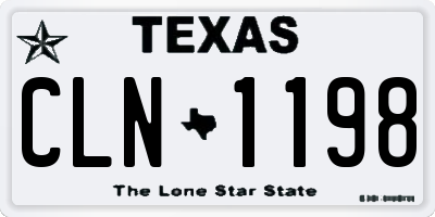 TX license plate CLN1198
