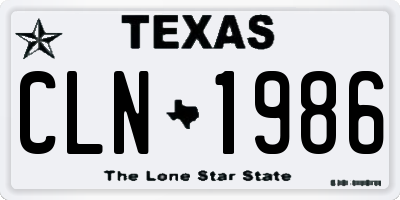 TX license plate CLN1986