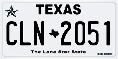 TX license plate CLN2051