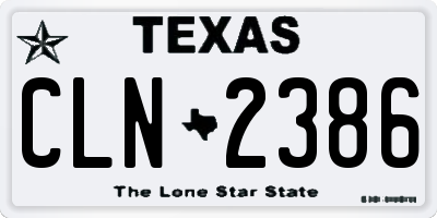 TX license plate CLN2386