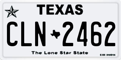 TX license plate CLN2462