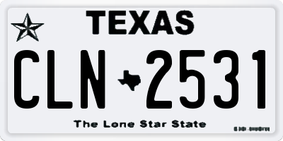 TX license plate CLN2531
