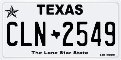 TX license plate CLN2549