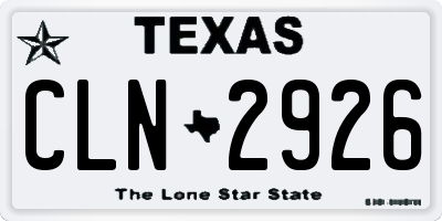 TX license plate CLN2926