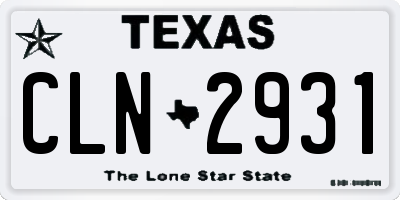 TX license plate CLN2931