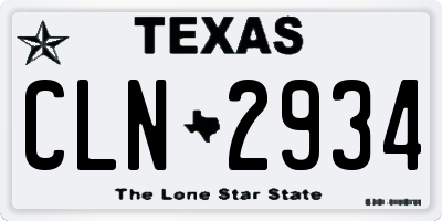 TX license plate CLN2934