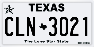 TX license plate CLN3021