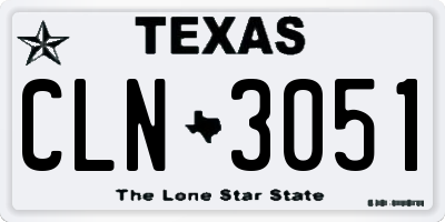 TX license plate CLN3051