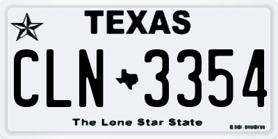 TX license plate CLN3354
