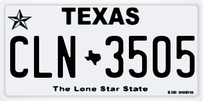 TX license plate CLN3505