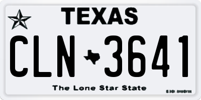 TX license plate CLN3641