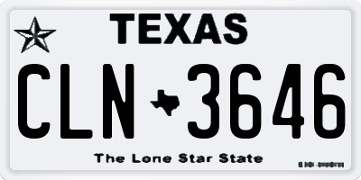 TX license plate CLN3646
