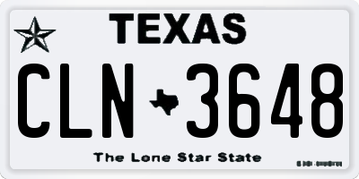 TX license plate CLN3648