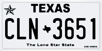 TX license plate CLN3651