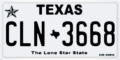 TX license plate CLN3668