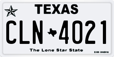 TX license plate CLN4021