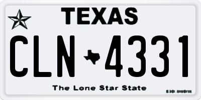 TX license plate CLN4331