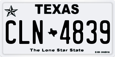 TX license plate CLN4839