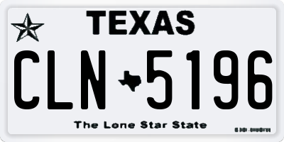 TX license plate CLN5196
