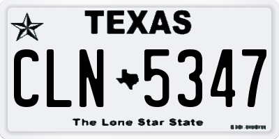 TX license plate CLN5347