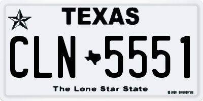 TX license plate CLN5551