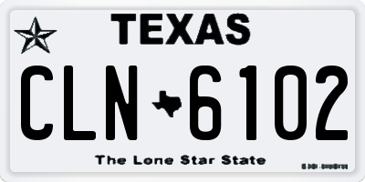 TX license plate CLN6102