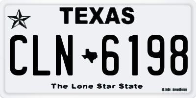 TX license plate CLN6198