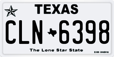 TX license plate CLN6398