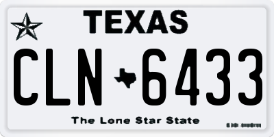 TX license plate CLN6433